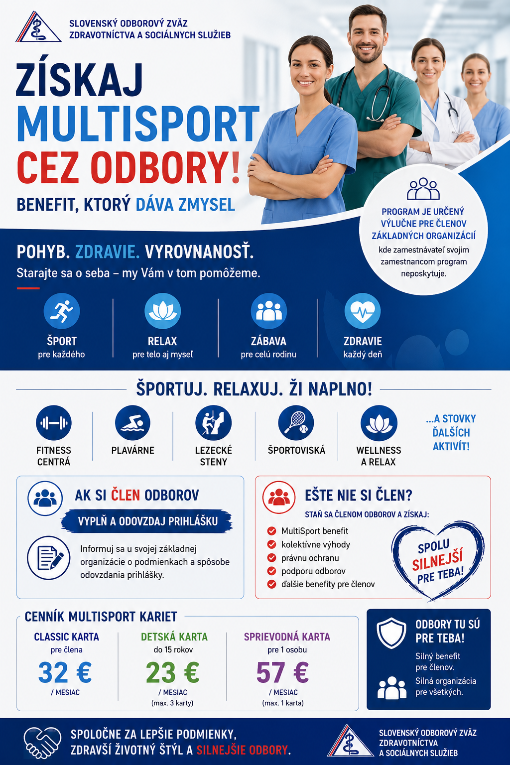 Multisport karta pre členov odborovej organizácie